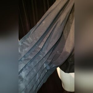 NWT Banana Republic semi Sheer black Pleated Sleeves crew neck Blouse M